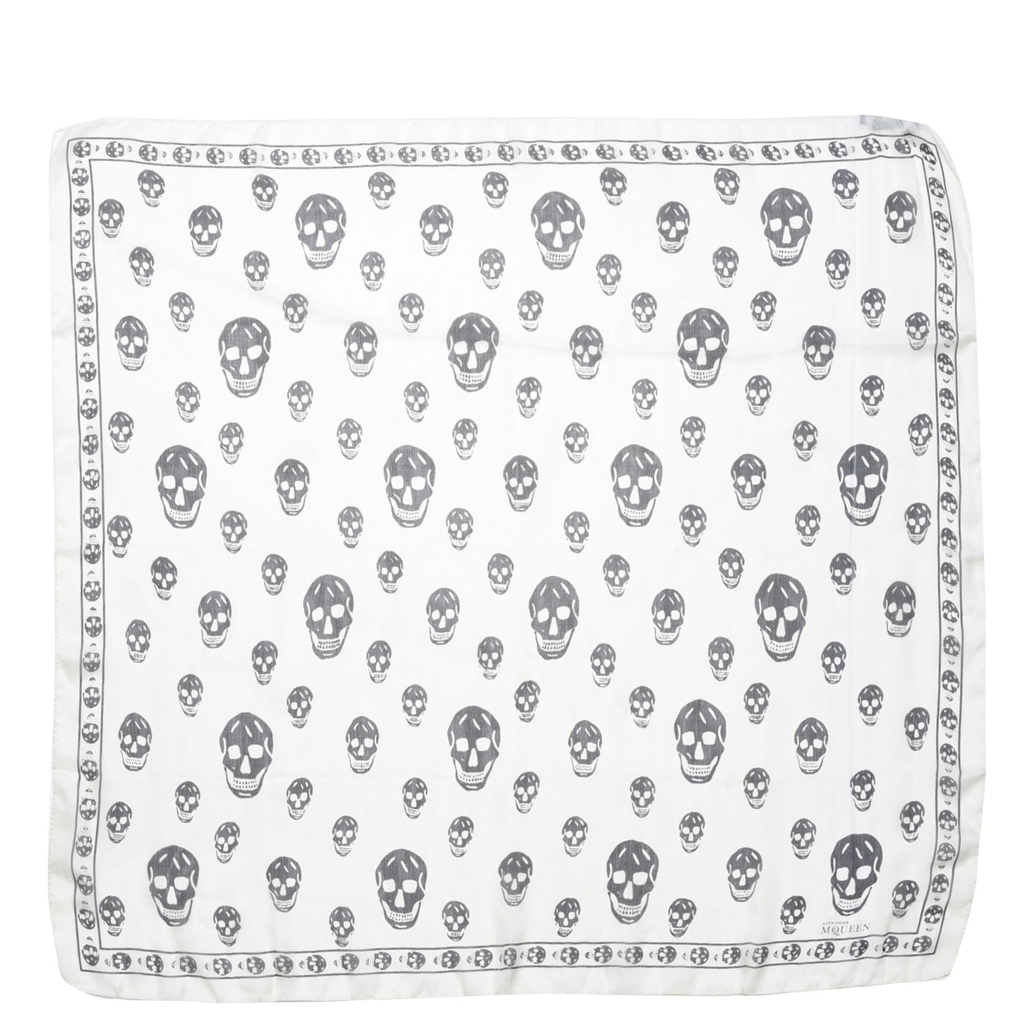 Silk Chiffon Skull Scarf Ivory Black
