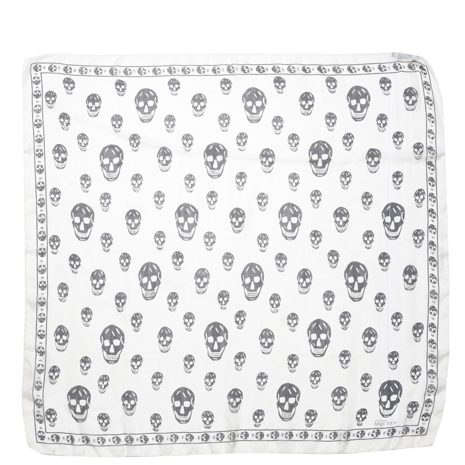 Alexander McQueen Silk Chiffon Skull Scarf Ivory Black 1 of 5