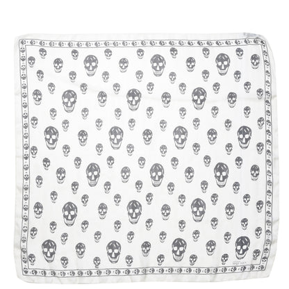 Alexander McQueen Silk Chiffon Skull Scarf Ivory Black 1 of 5