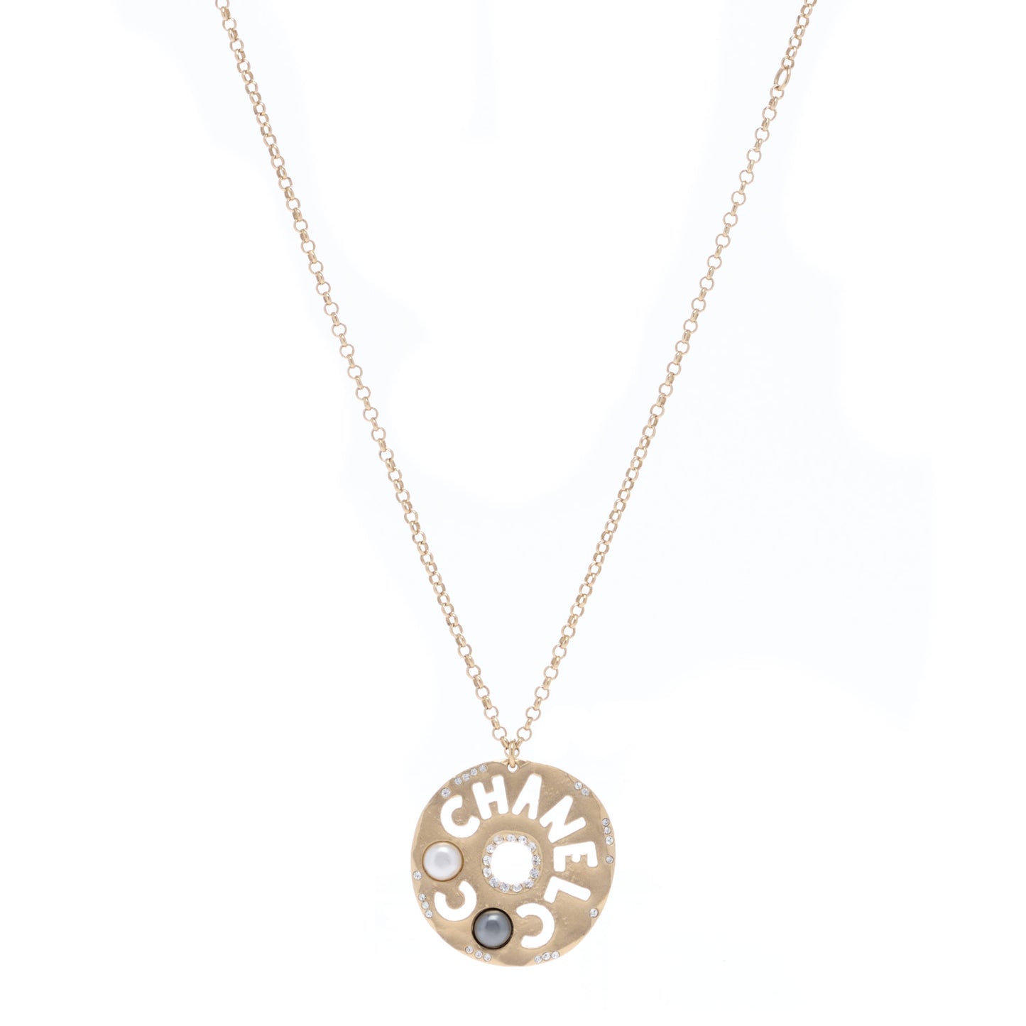Crystal Pearl Papyrus Necklace Gold