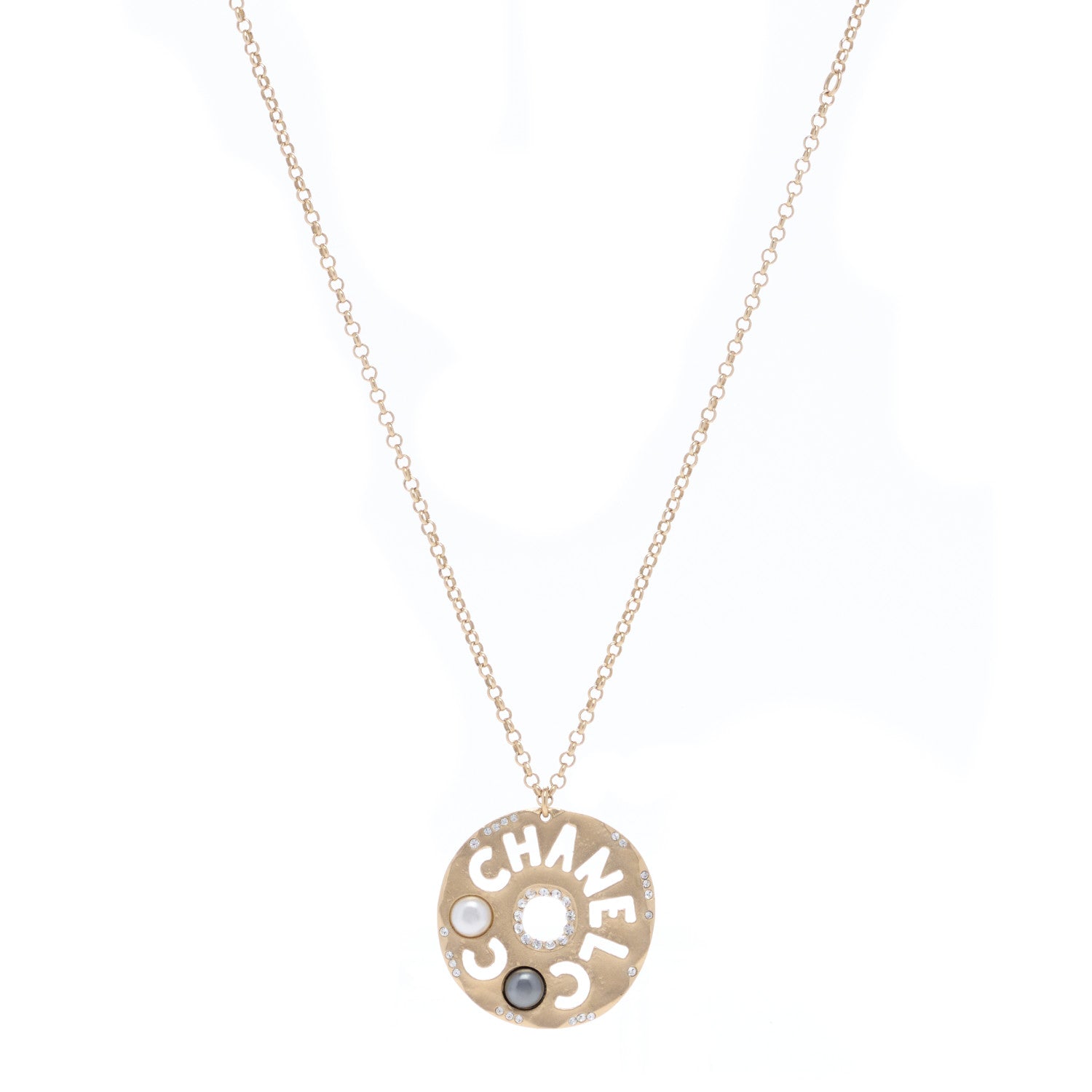Chanel Crystal Pearl Papyrus Necklace Gold 1 of 3