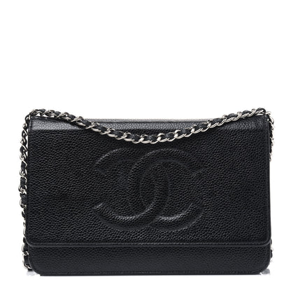 Chanel Caviar Timeless CC Wallet On Chain WOC Black 1 of 6