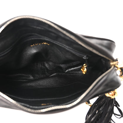 Chanel Lambskin Chevron Quilted Tassel Camera Case Black 9 of 23