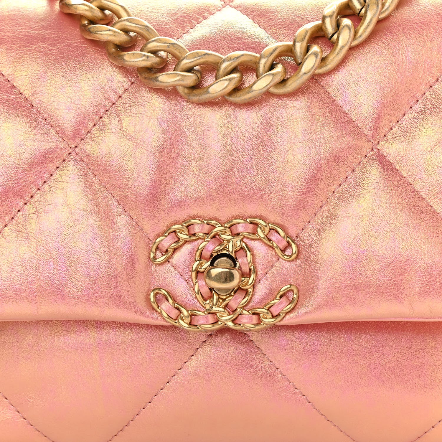 Chanel Iridescent Calfskin Quilted Medium Chanel 19 Flap Pink 7 of 11