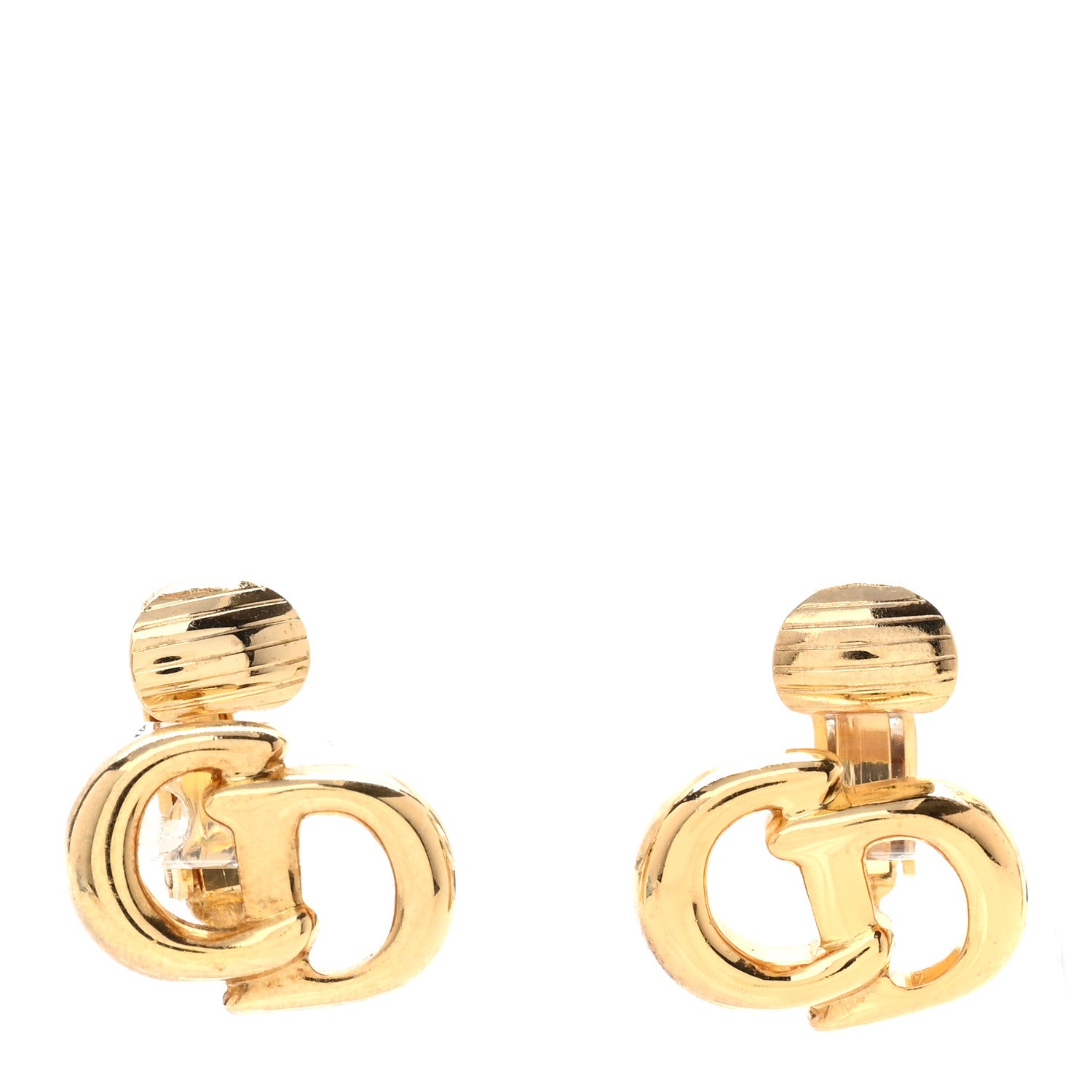 Christian Dior Metal CD Clip On Earrings Gold 1 of 4