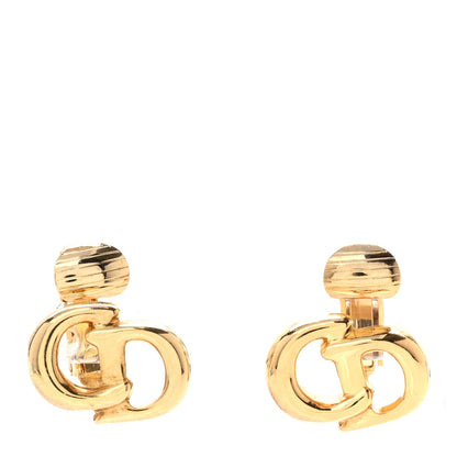 Christian Dior Metal CD Clip On Earrings Gold 1 of 4
