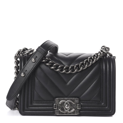 Chanel Calfskin Chevron Quilted Small Boy Flap Black 1 of 10
