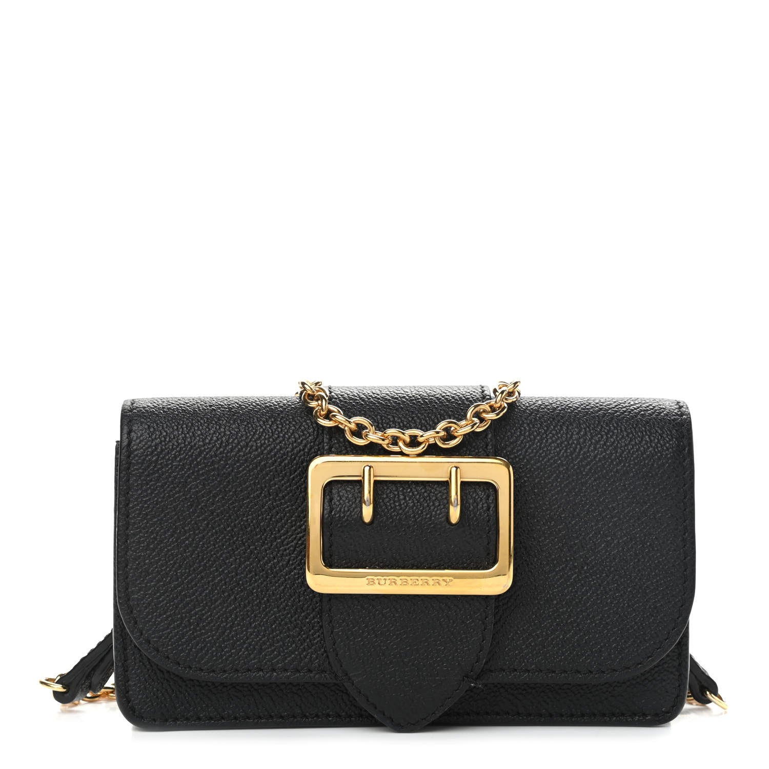 Burberry Grainy Calfskin House Check Small Buckle Bag Black 1 of 11