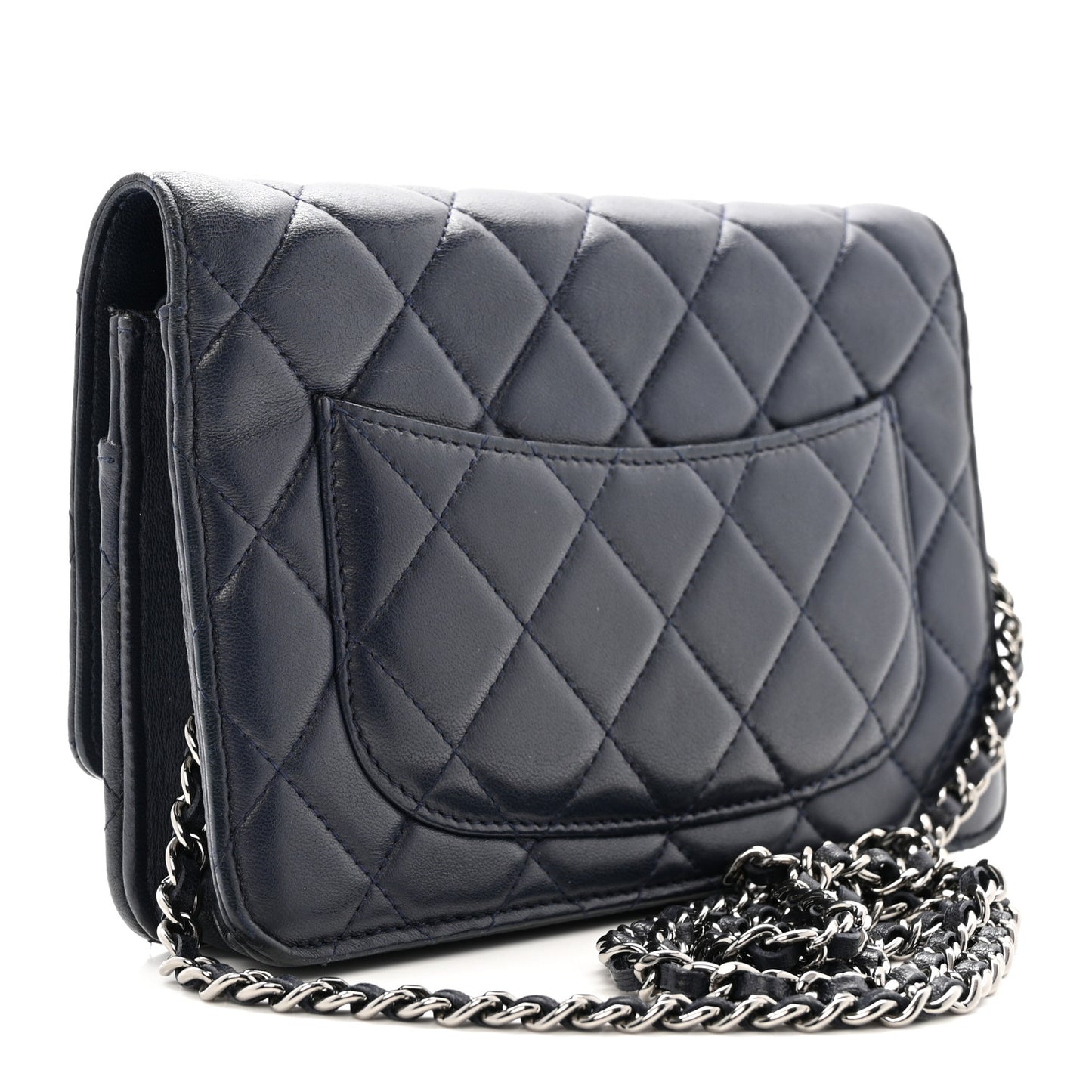 Quilted Wallet On Chain WOC  Navy Blue