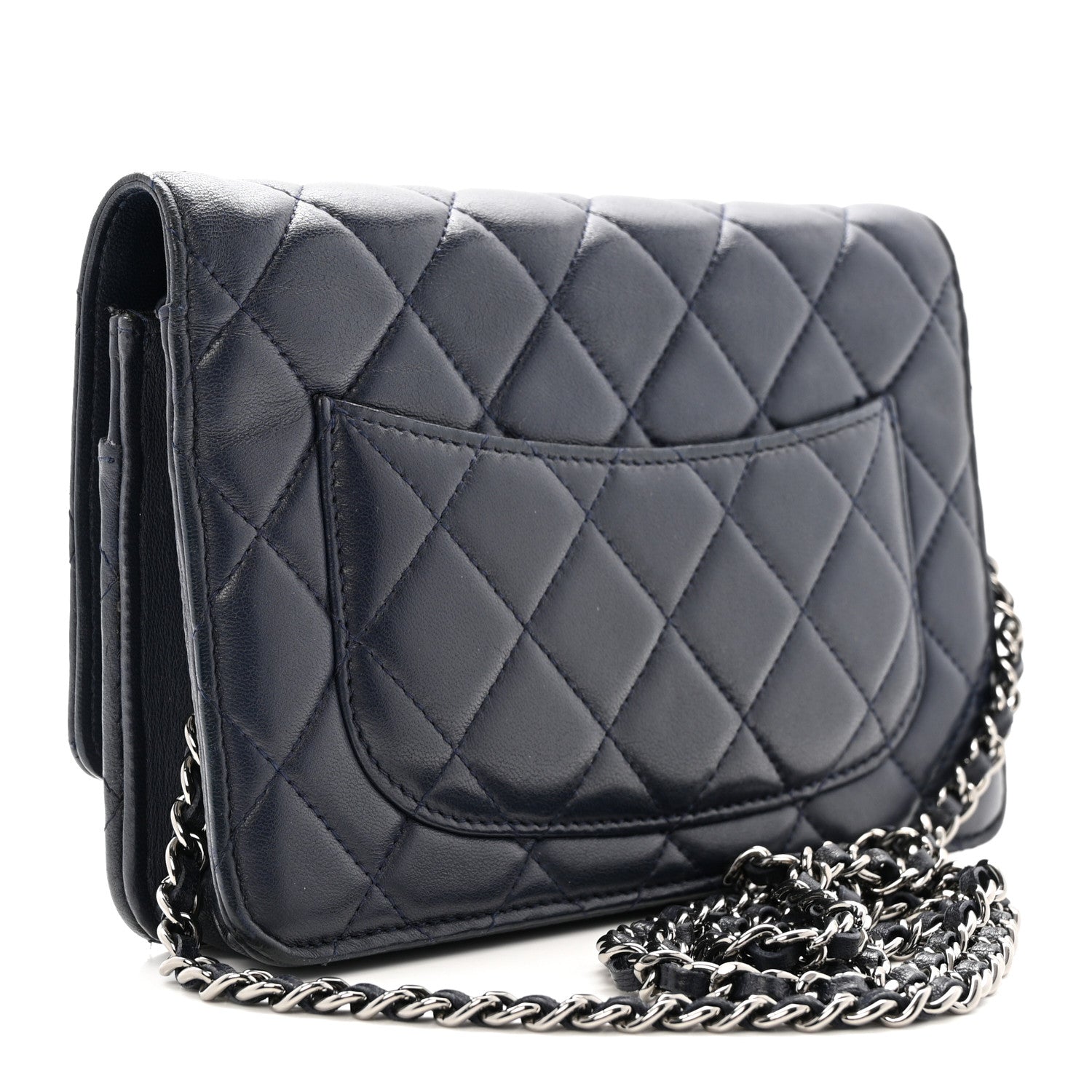 Chanel Quilted Wallet On Chain WOC  Navy Blue 3 of 12