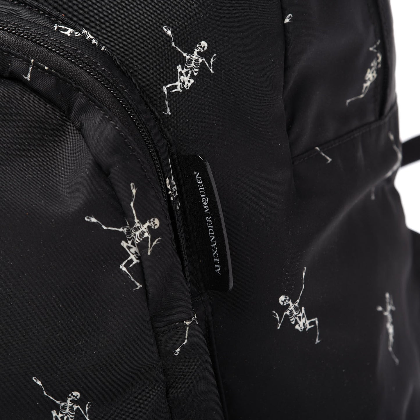 Nylon Dancing Skeleton Backpack Black White
