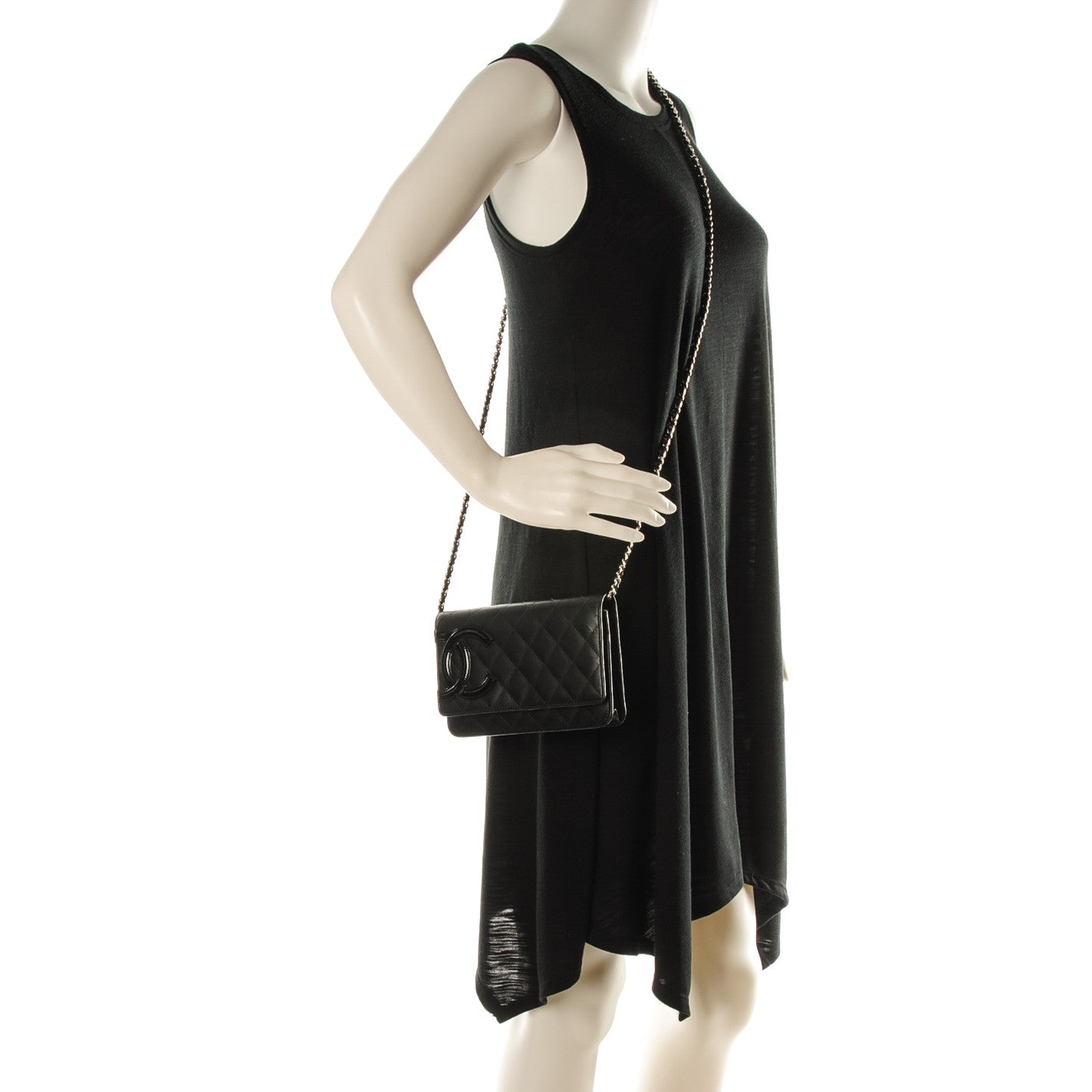 Chanel Calfskin Quilted Cambon Wallet On Chain WOC Black 2 of 8