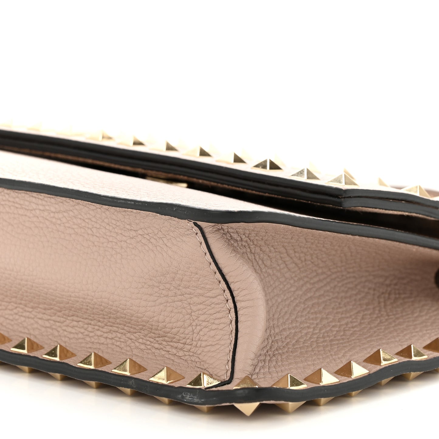 Grained Calfskin Small Rockstud Flap Crossbody Bag Poudre