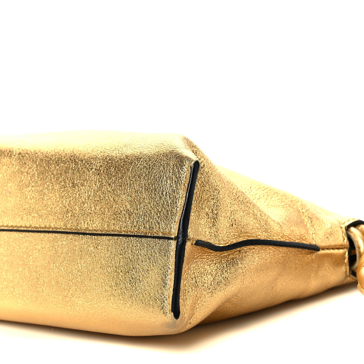 Loewe Metallic Calfskin Mini Chain Flamenco Knot Clutch Gold