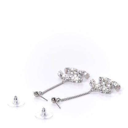 Chanel Baguette Crystal CC Drop Earrings Silver 3 of 5