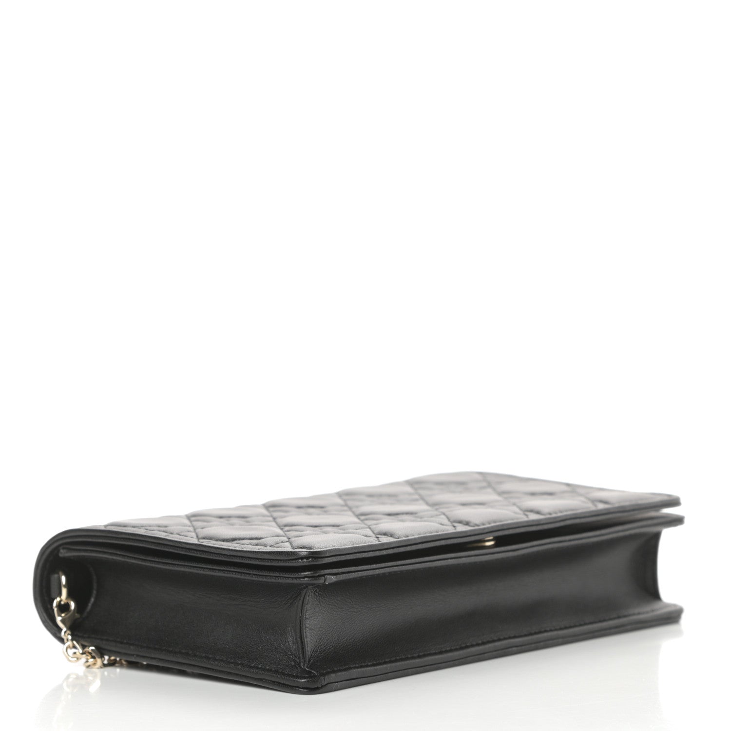 Christian Dior Lambskin Cannage Lady Dior Chain Wallet Black 5 of 13
