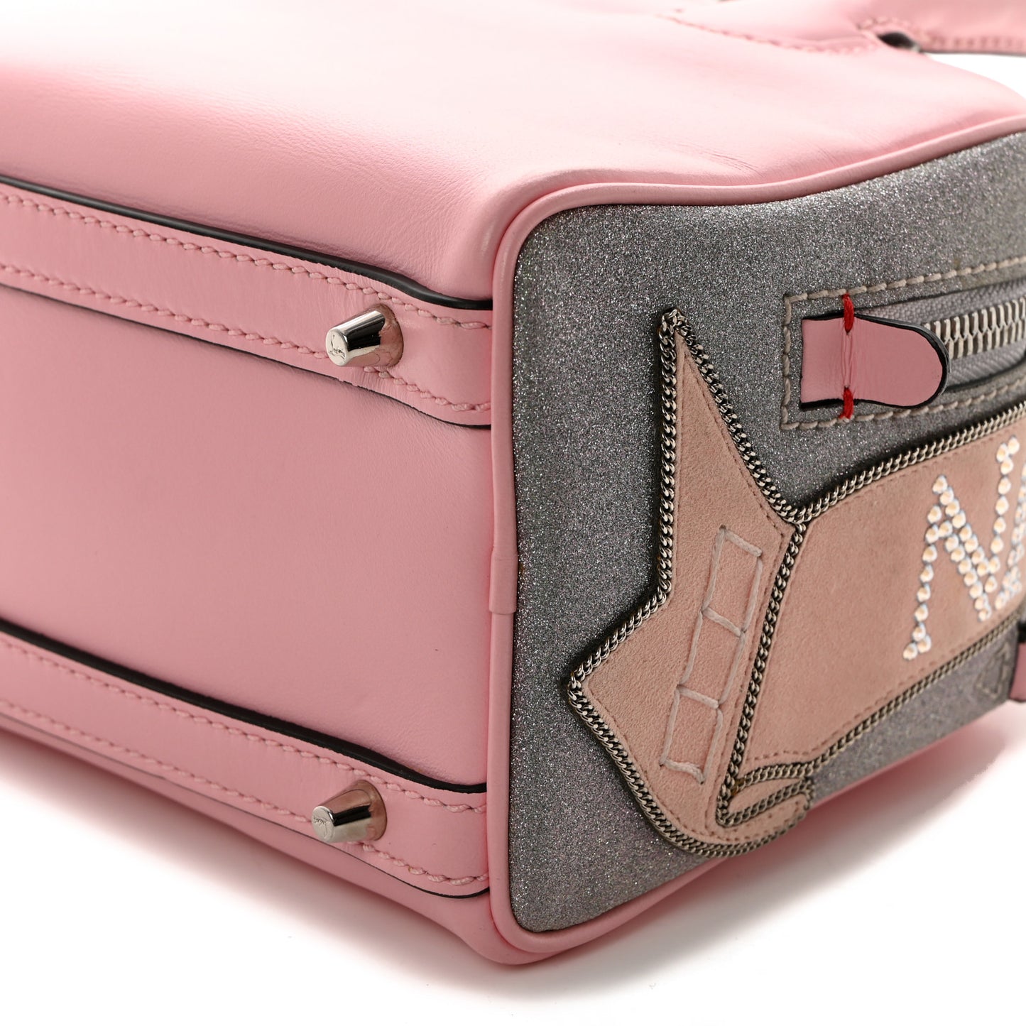 Calfskin Paris Glitter Nano Marie Jane Pepite Tote Eglantine Silver