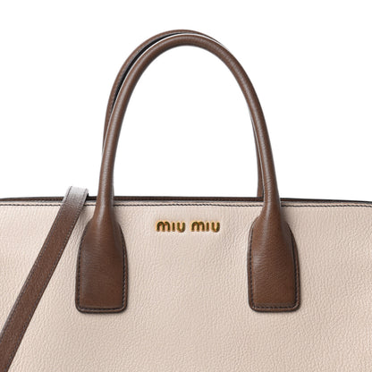 Miu Miu Goatskin Madras Bi-Color Top Handle Tote Talco Bambu 11 of 11