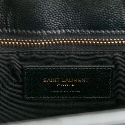 Saint Laurent Grain De Poudre Matelasse Chevron Monogram Shopping Bag Black 6 of 7
