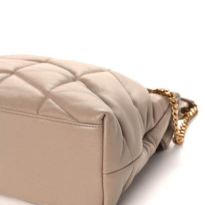 Saint Laurent Lambskin Quilted Medium Loulou Puffer Monogram Chain Satchel Dark Beige 12 of 13