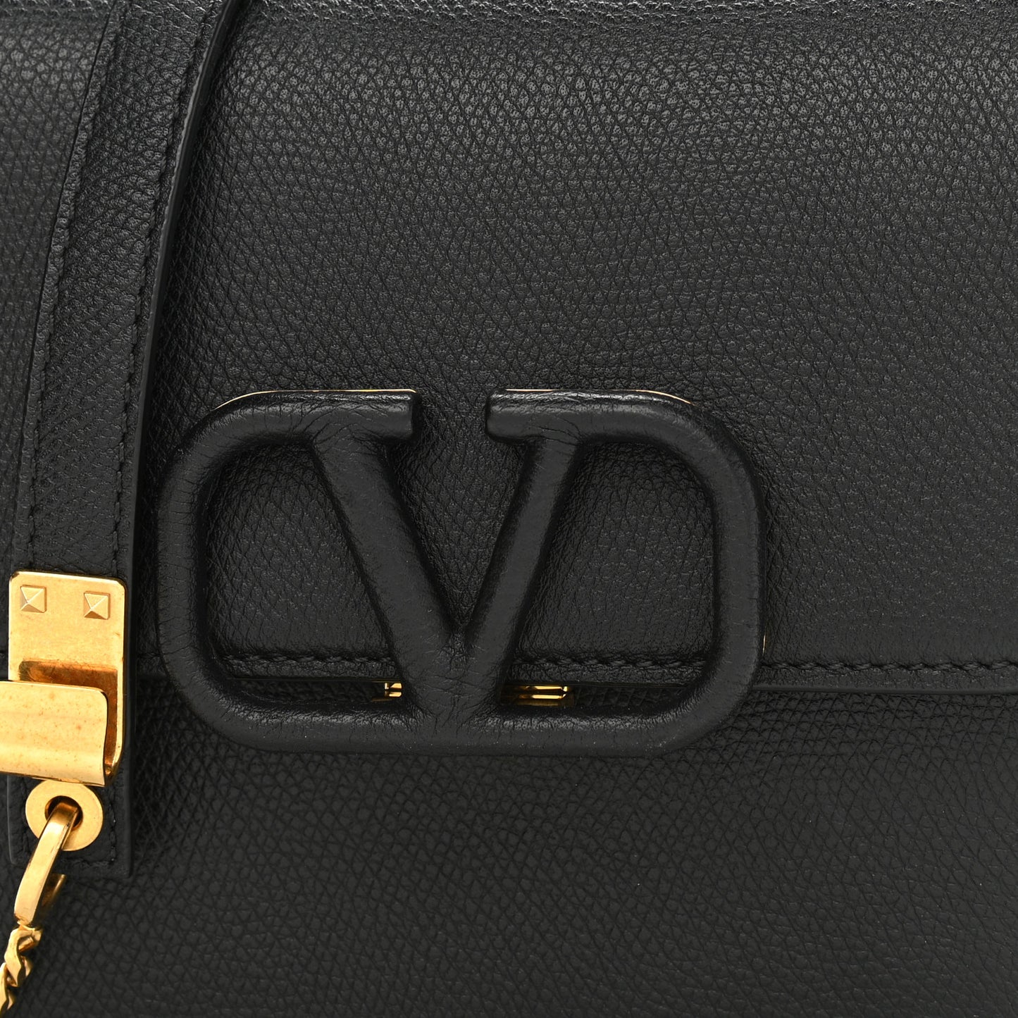 Grainy Calfskin Small VSling Shoulder Bag Black