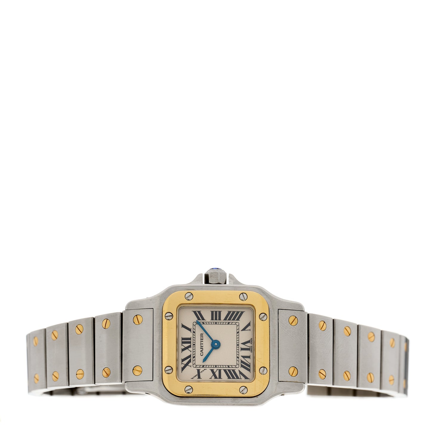 Stainless Steel 18K Yellow Gold 24mm Santos De Cartier Galbee Quartz Watch