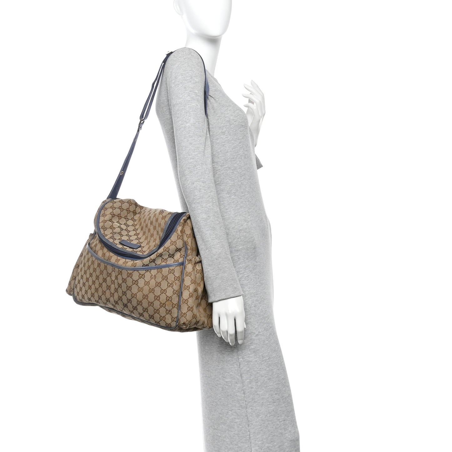 Monogram Natural Pigskin Large Diaper Bag Beige Ebony Cocoa Dark Chocolate
