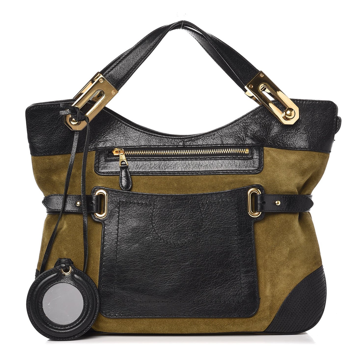 Suede Tote Bag Olive Black