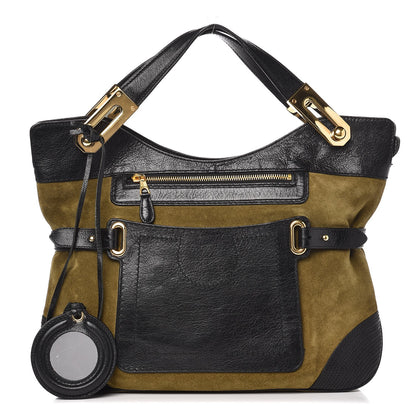 Balenciaga Suede Tote Bag Olive Black 1 of 9