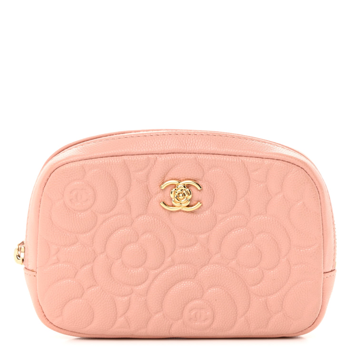 Chanel Caviar Camellia Embossed Small Cosmetic Case Nude 1 of 9