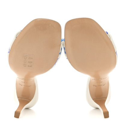 Louis Vuitton Lambskin Embossed Monogram By The Pool Revival High Heel Mules 38.5 White Blue Purple 6 of 10
