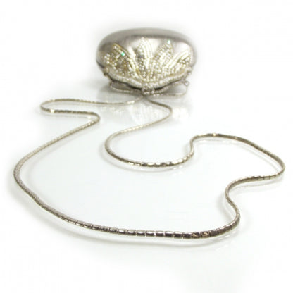 Judith Leiber Swarovski Crystal Chatelaine Minaudiere Brushed Silver 4 of 8