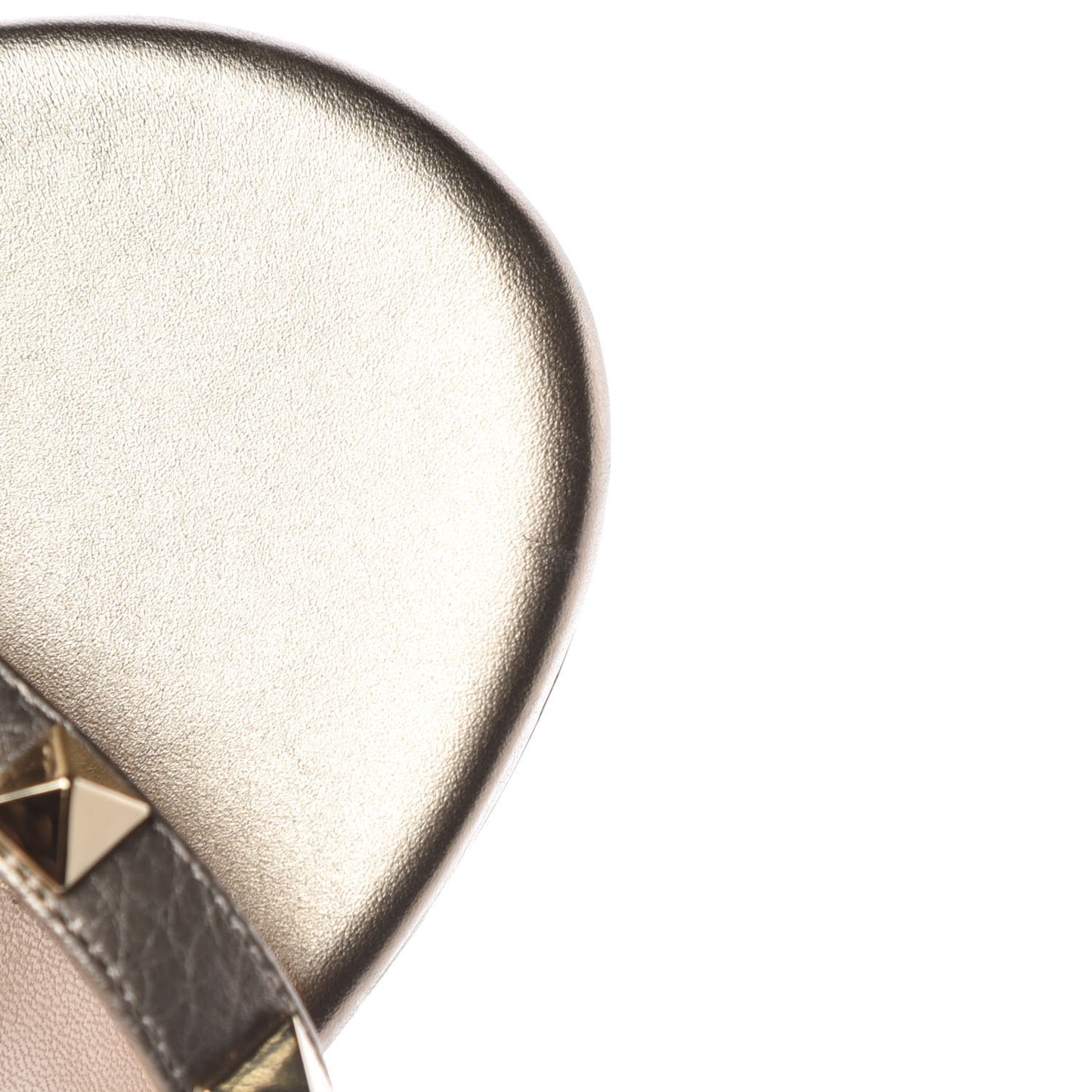 Metallic Pebbled Calfskin Rockstud 60mm Caged Slide Sandals 39 Skin