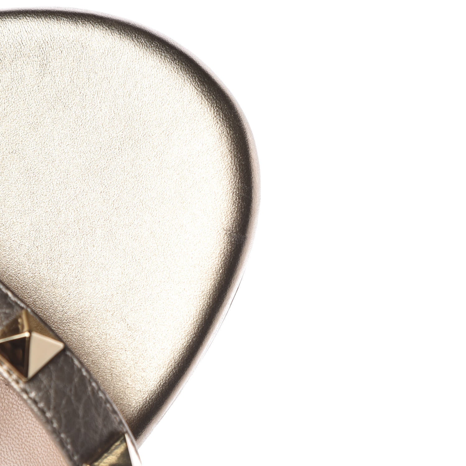 Valentino Garavani Metallic Pebbled Calfskin Rockstud 60mm Caged Slide Sandals 39 Skin 10 of 11