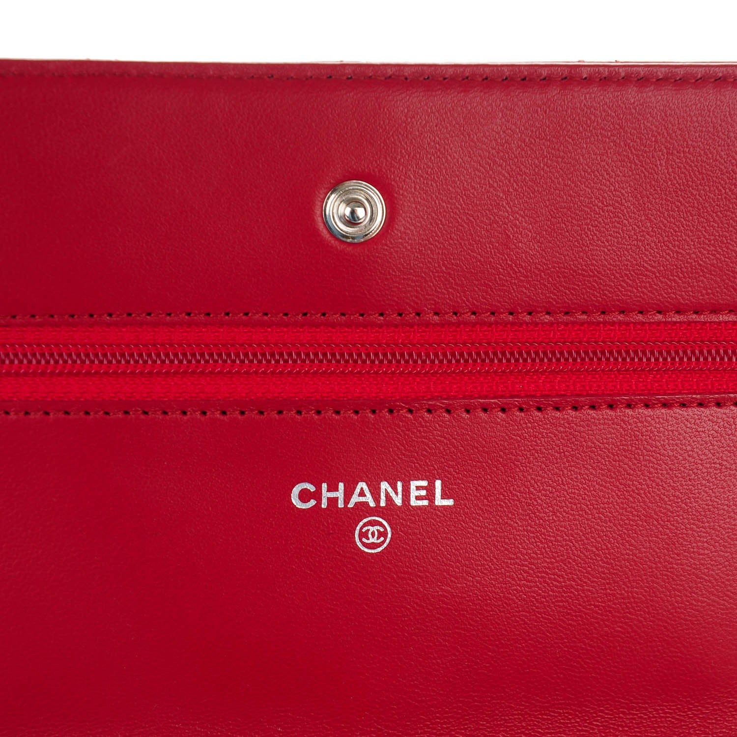 Chanel Lambskin Quilted Wallet On Chain WOC Red 6 of 8