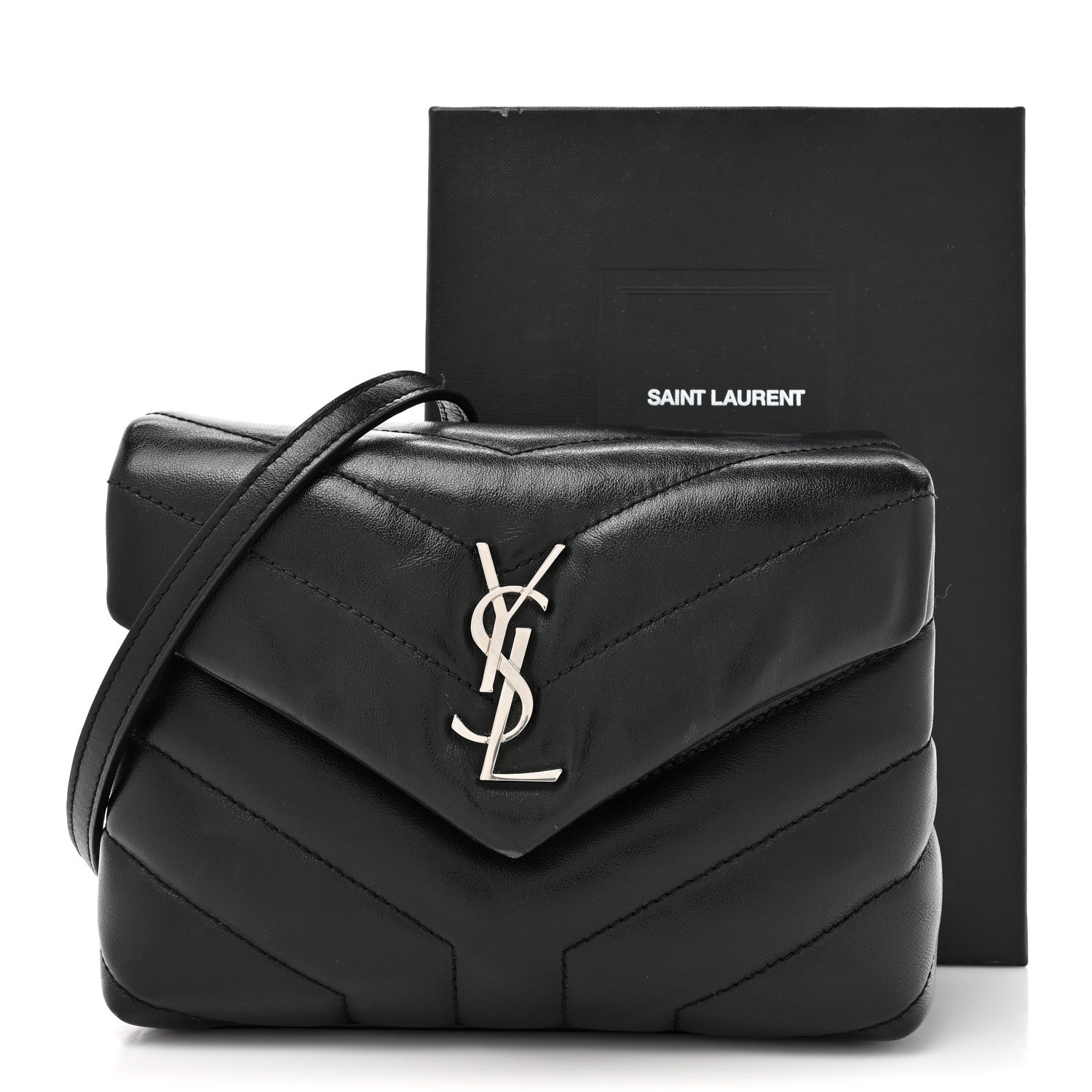 Saint Laurent Calfskin Y Quilted Monogram Toy Loulou Crossbody Bag Black 17 of 17