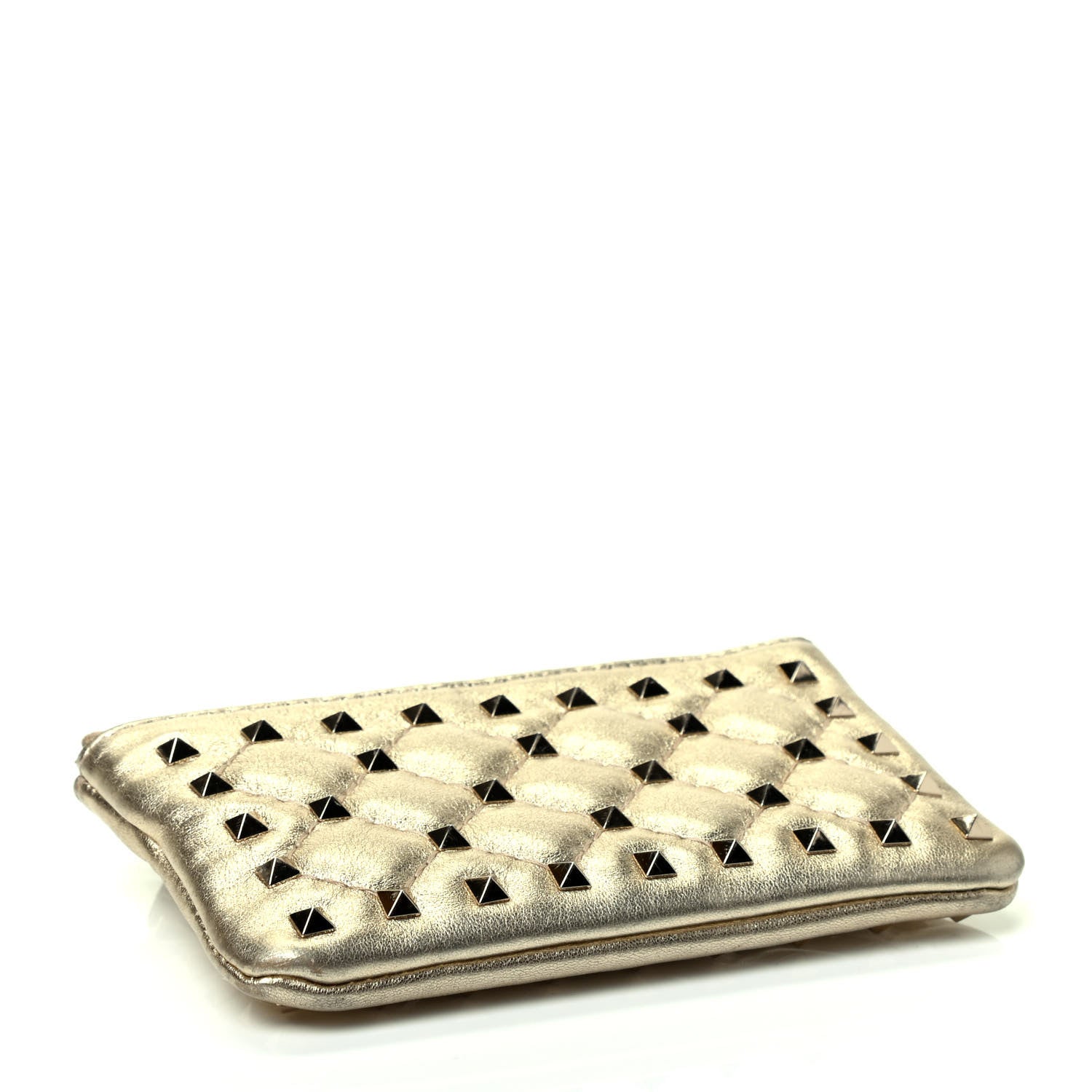 Valentino Garavani Metallic Nappa Rockstud Spike Key Pouch Platino 3 of 4