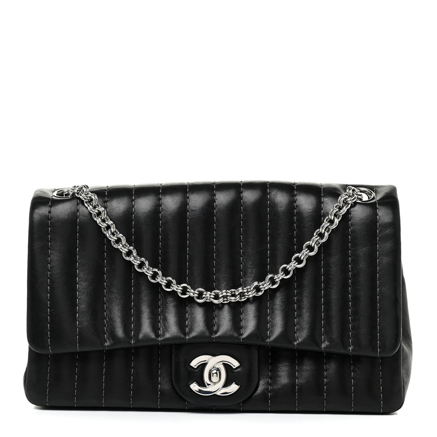 Chanel Lambskin Vertical Quilted Medium Single Flap Black 1 of 23