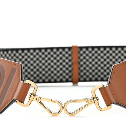 Fendi Ribbon Vitello King Logo Embossed Gingham Woven Adjustable Strap You Panna Black Cuoio 5 of 7