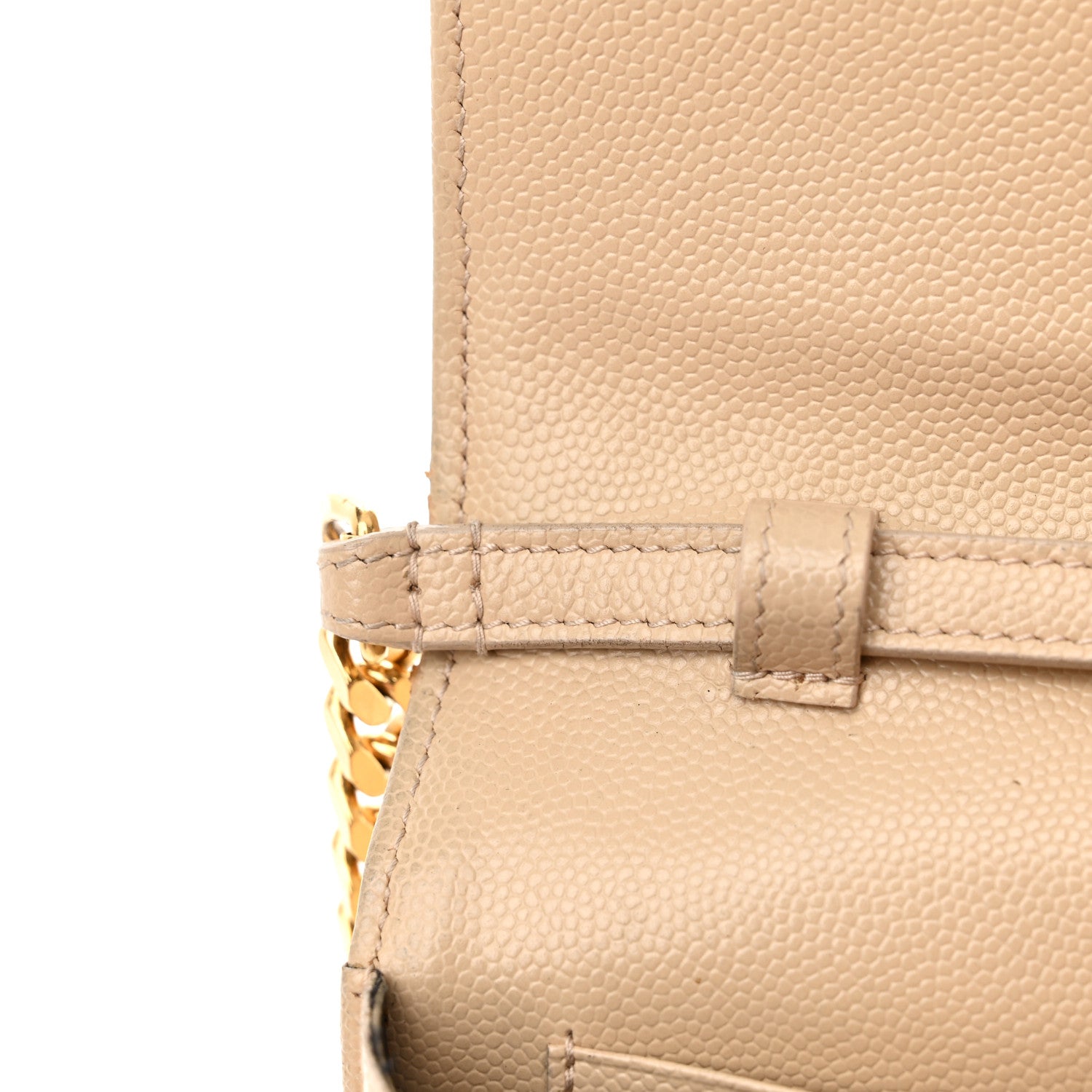 Saint Laurent Grain De Poudre Matelasse Chevron Monogram Chain Wallet Nude Powder 15 of 19