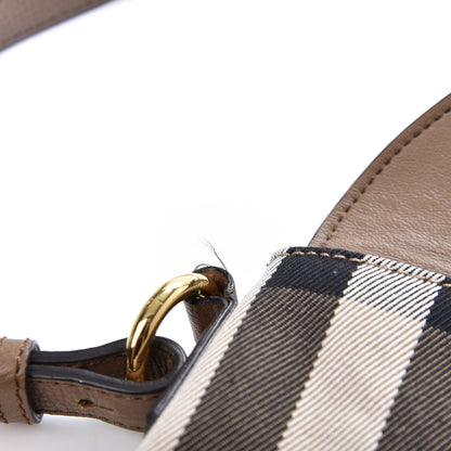 Burberry Horseshoe Calfskin House Check Small Milton Crossbody Bag Tan 8 of 12