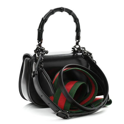 Gucci Boarded Dyana Lux Calfskin Web Monochrome Small Bamboo 1947 Top Handle Bag Black 4 of 13