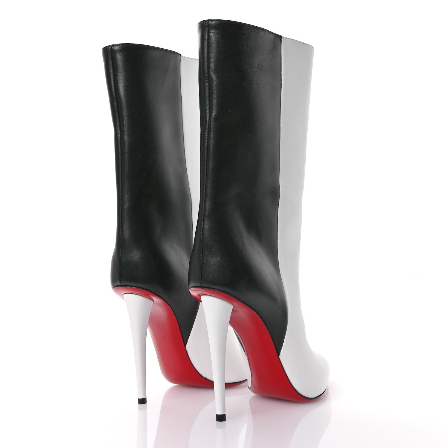 Christian Louboutin Calfskin Astrilarge 100 Booties 39 White Black 5 of 7