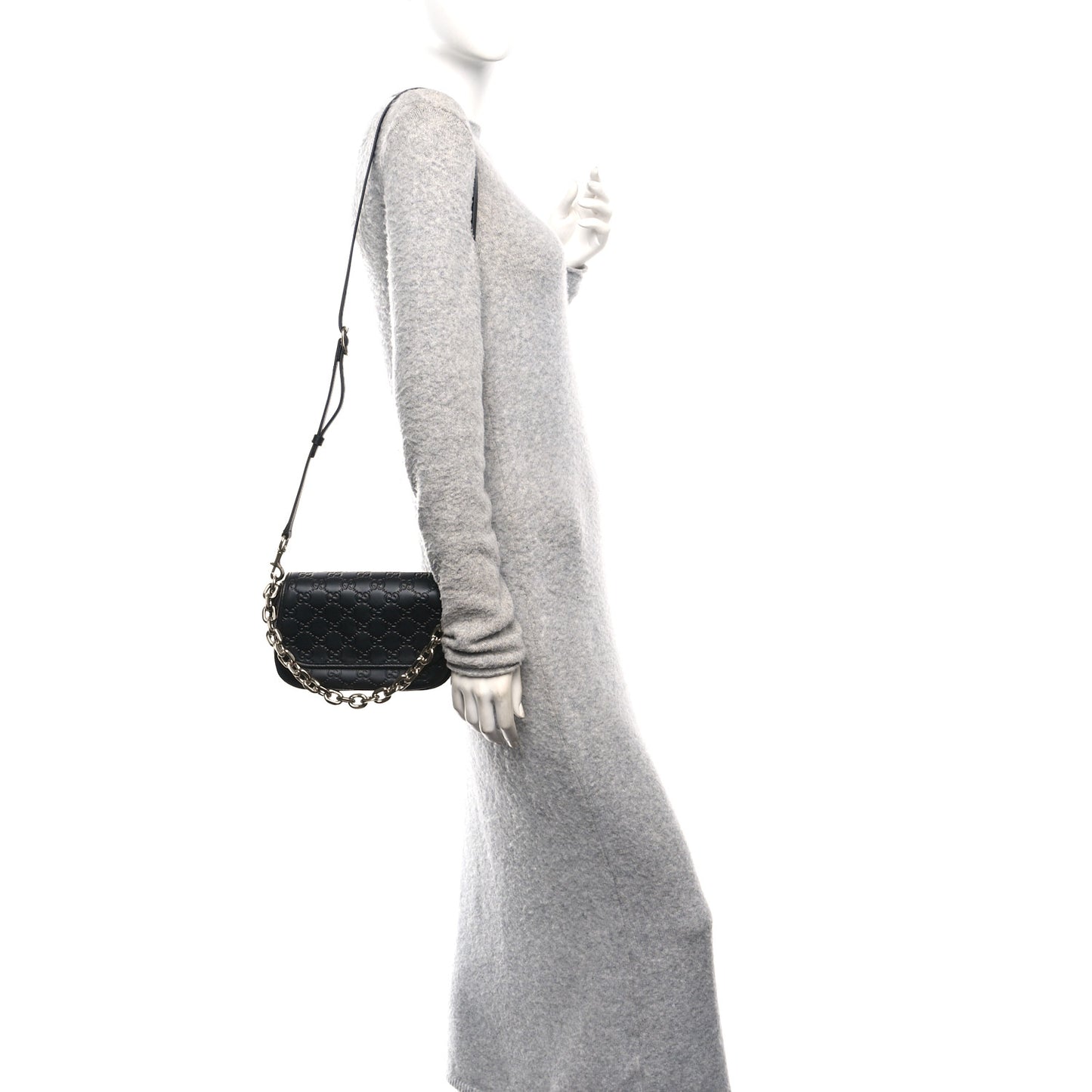 GG Calfskin Embossed Emblem Arabella Bag Black