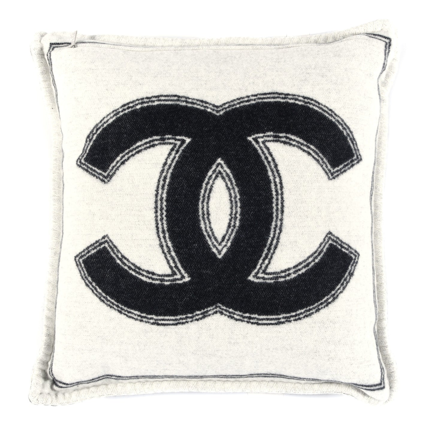 Merino Wool Cashmere CC Pillow Black White
