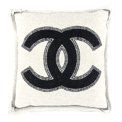 Chanel Merino Wool Cashmere CC Pillow Black White 2 of 3