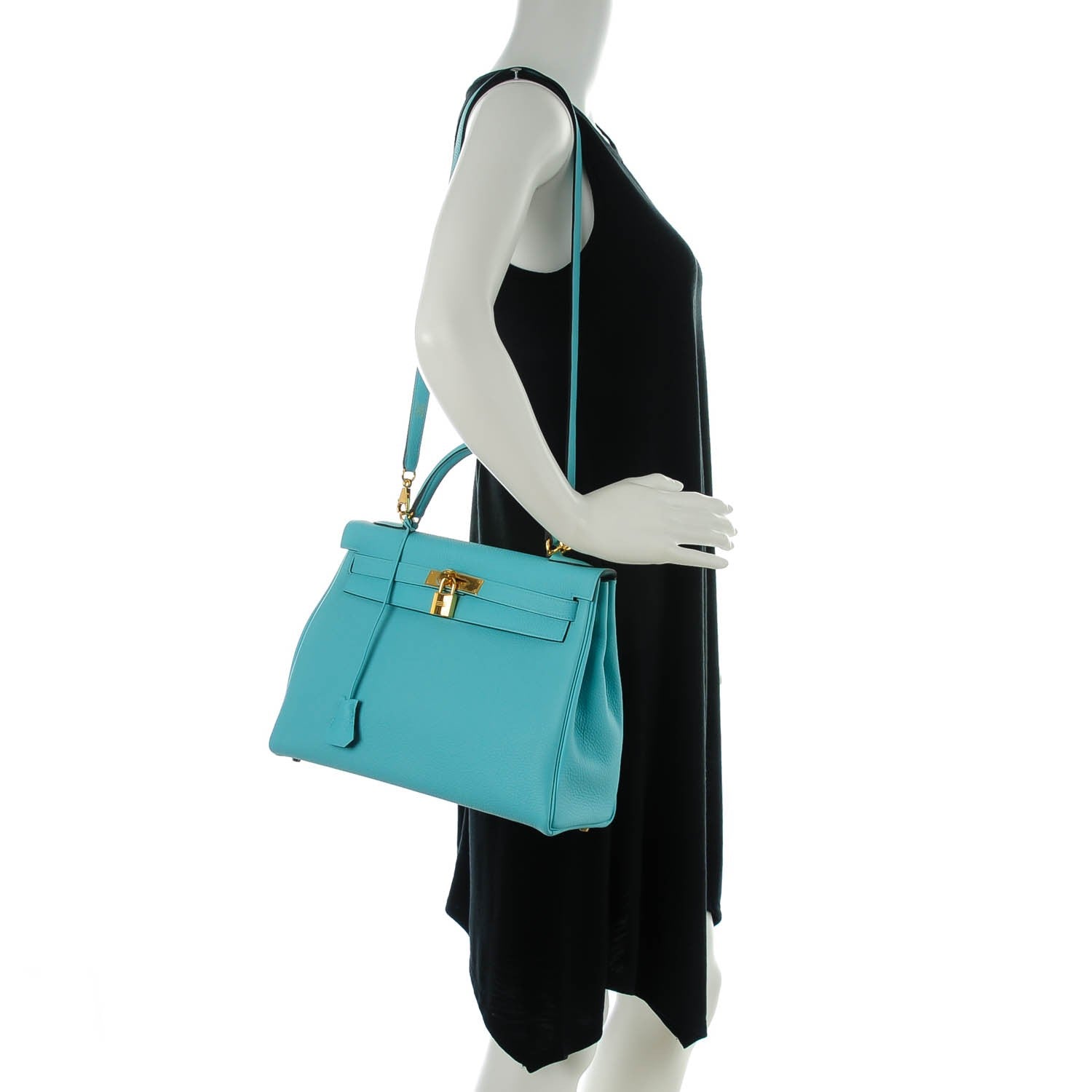 Hermes Togo Kelly Retourne 32 Bleu Atoll 2 of 25