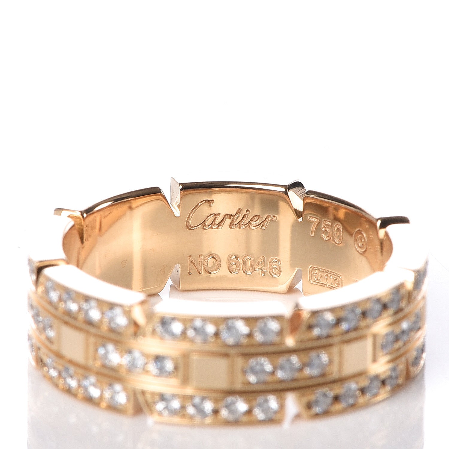 Cartier 18K Yellow Gold Diamond 6mm Tank Francaise Ring 52 6 4 of 6