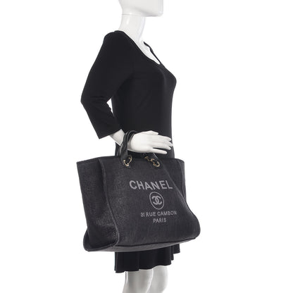 Chanel Woven Straw Raffia Large Deauville Tote Black 3 of 14