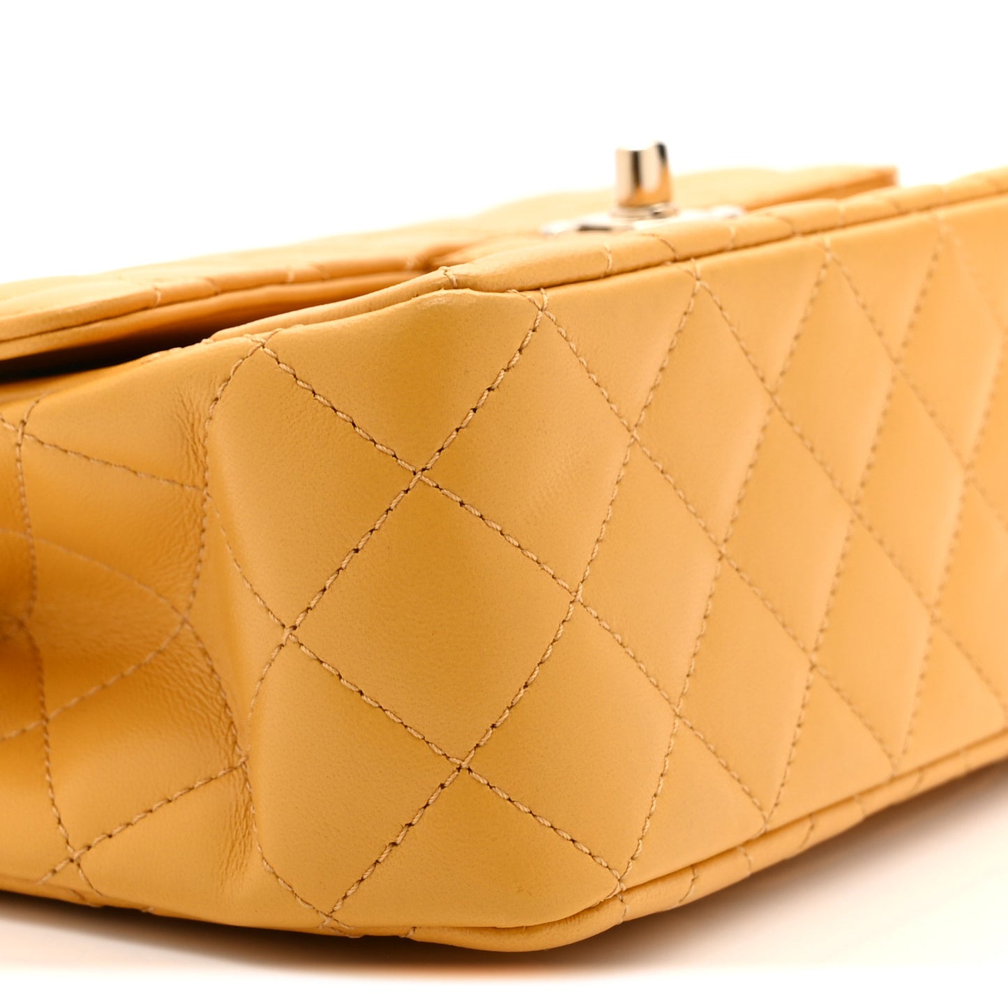 Lambskin Quilted Medium Crystal Top Handle Rectangular Flap Yellow